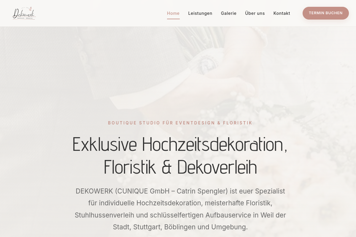 DEKOWERK Dekorationskonzepte Website Screenshot