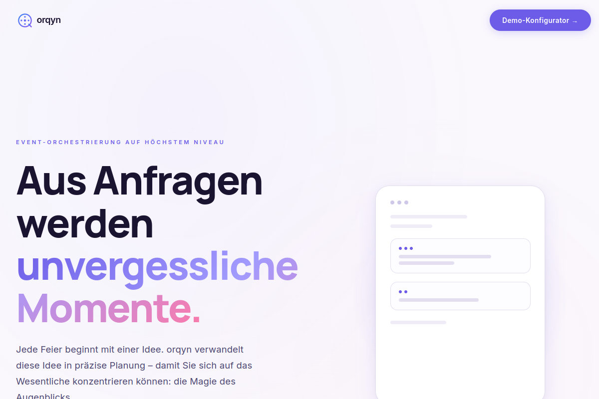 orqyn Digitale Plattform Website Screenshot